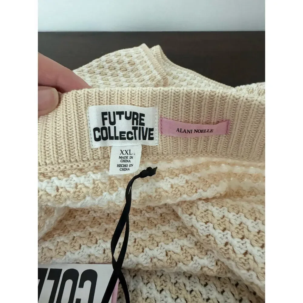 Future Collective Collab Cream/White Crochet Mini Skirt Checkered XXL, NWT